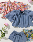 SCALLOP CHAMBRAY SHORTS