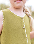 SCALLOPED KNIT VEST TOP - OLIVE