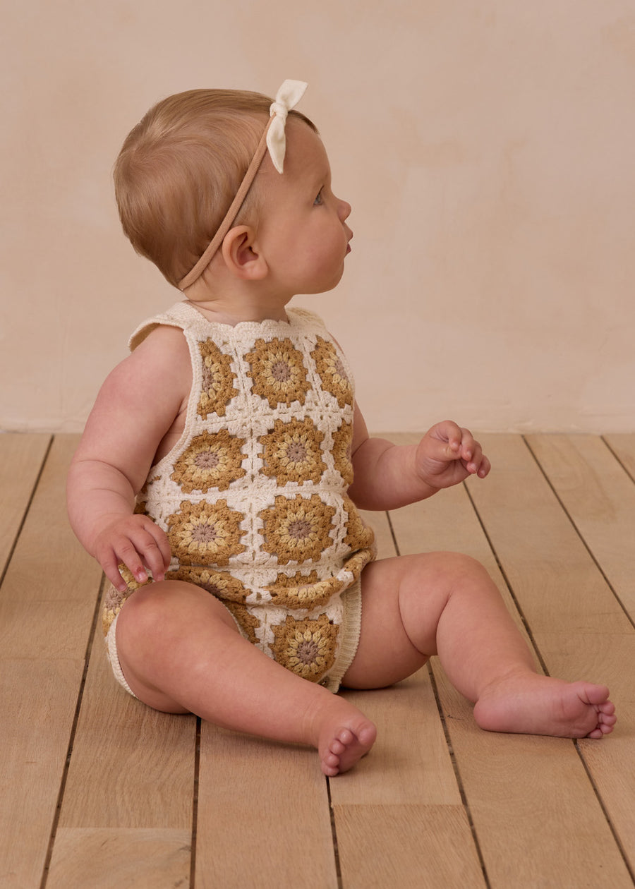 MARIGOLD DAISY CROCHET ROMPER