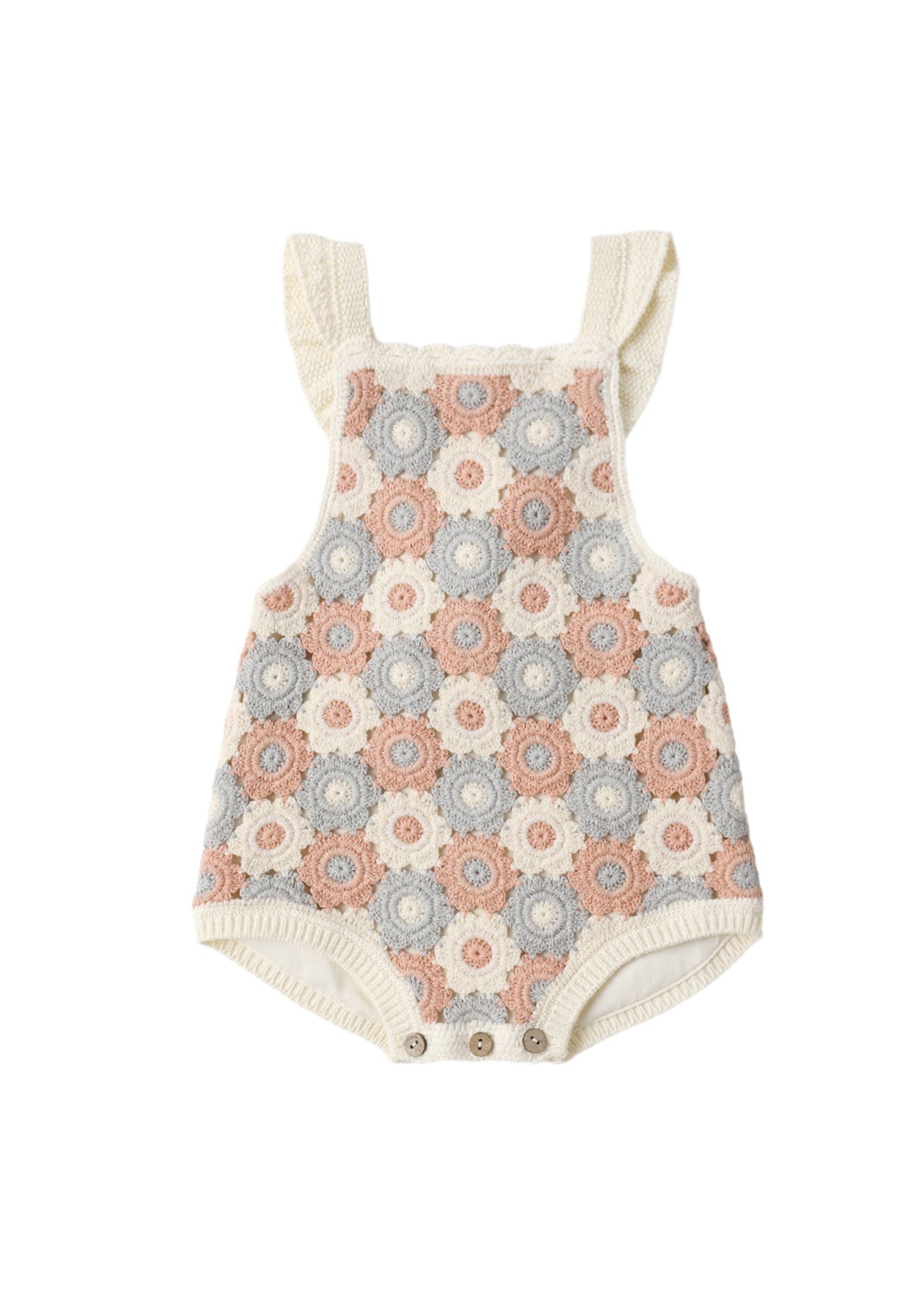 Baby romper with floral pattern on a white background