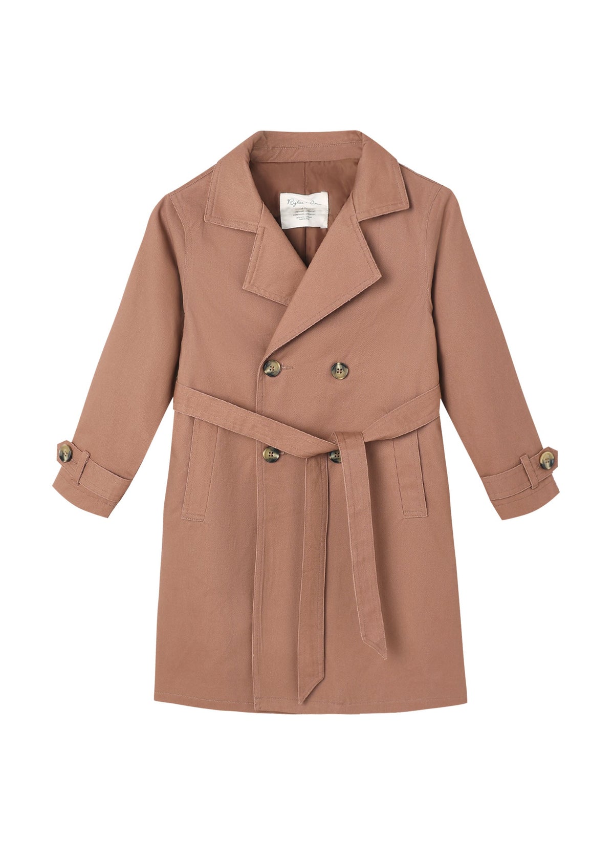 Brown coat with belt on a white background