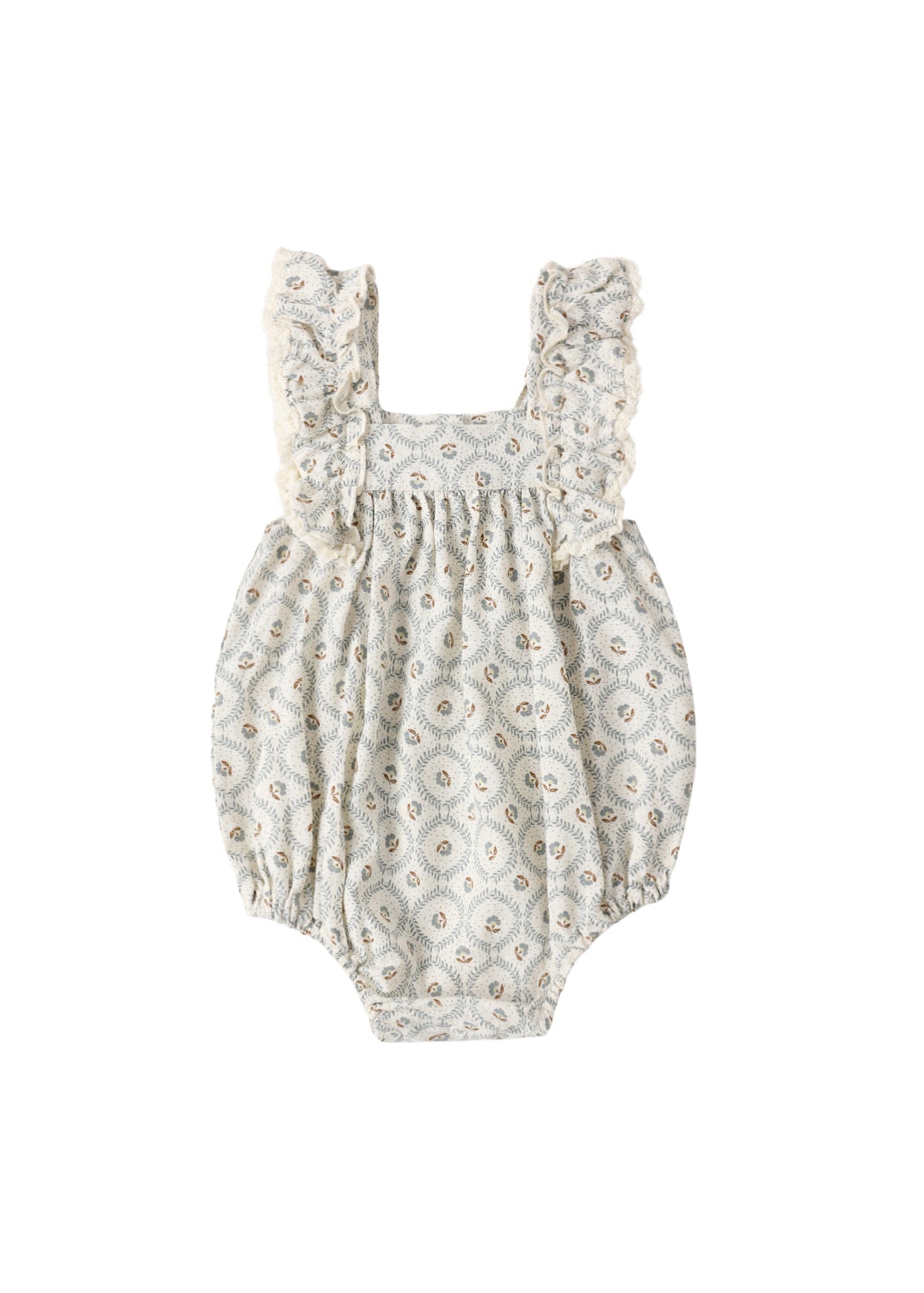 Floral baby romper on a white background