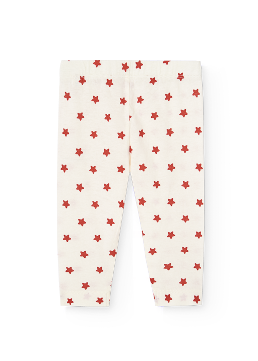 White pants with red star pattern on a white background
