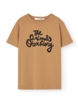 Brown t-shirt with 'The Animals Observatory' logo on a white background