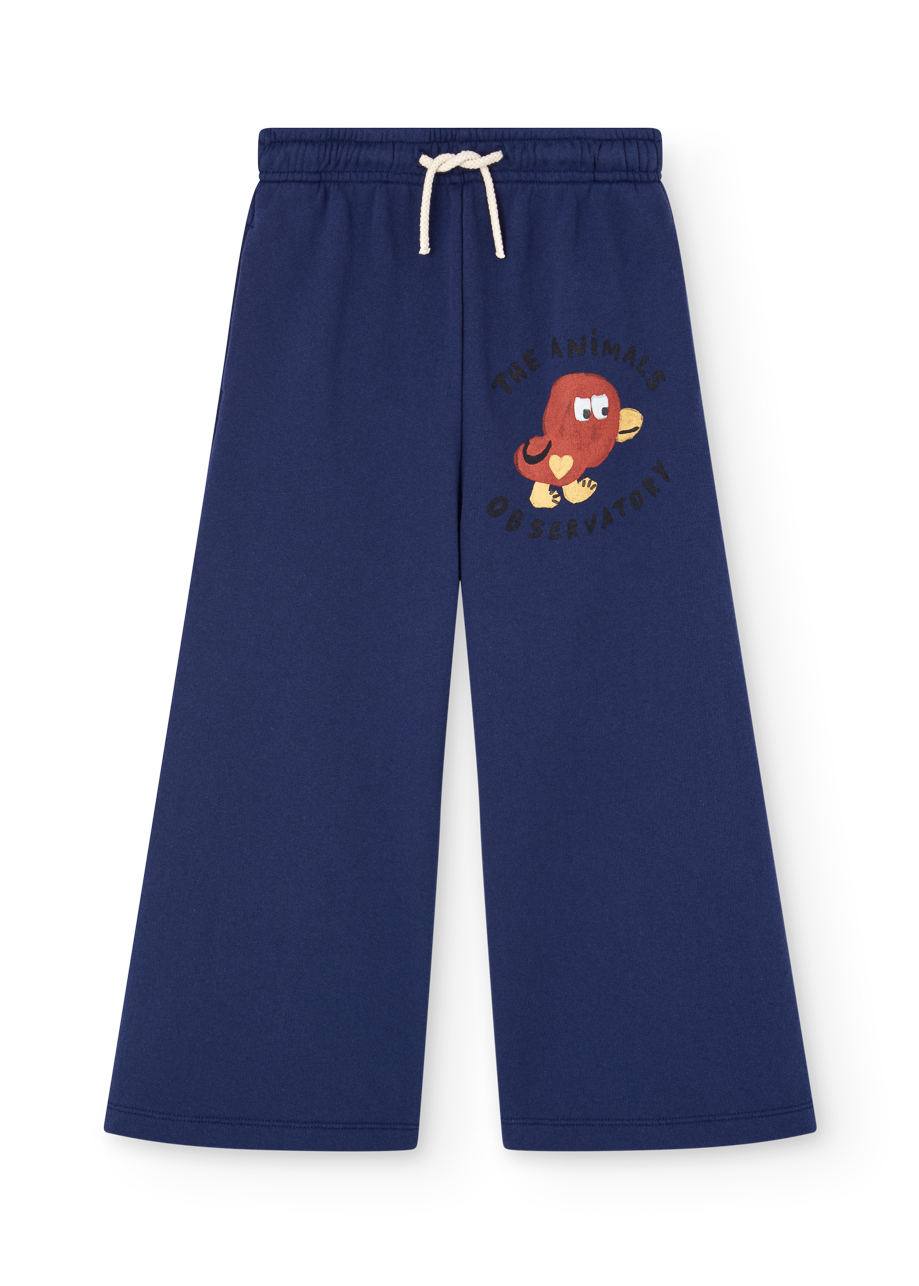 Navy blue sweatpants with a cartoon character on a white background