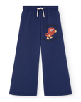 Navy blue sweatpants with a cartoon character on a white background