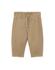 Beige pants with a tie waist on a white background