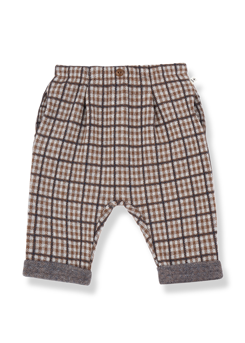 Plaid-patterned pants on a white background