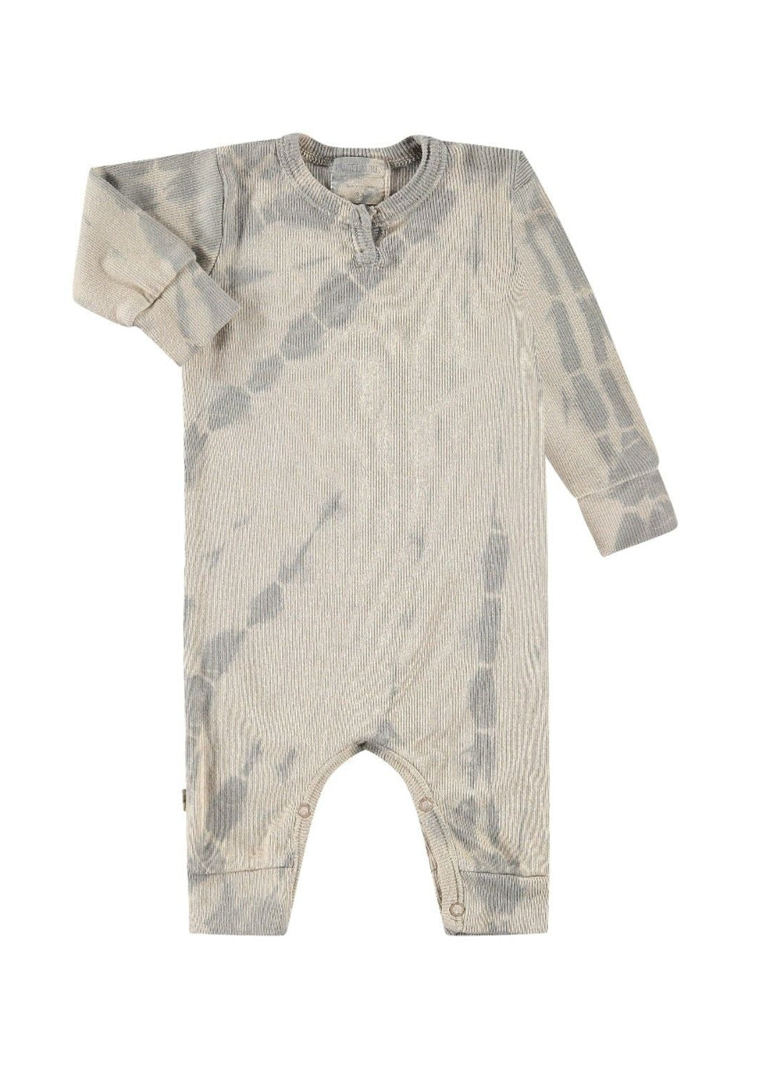 Baby romper with tie-dye pattern on a white background