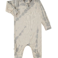 Baby romper with tie-dye pattern on a white background
