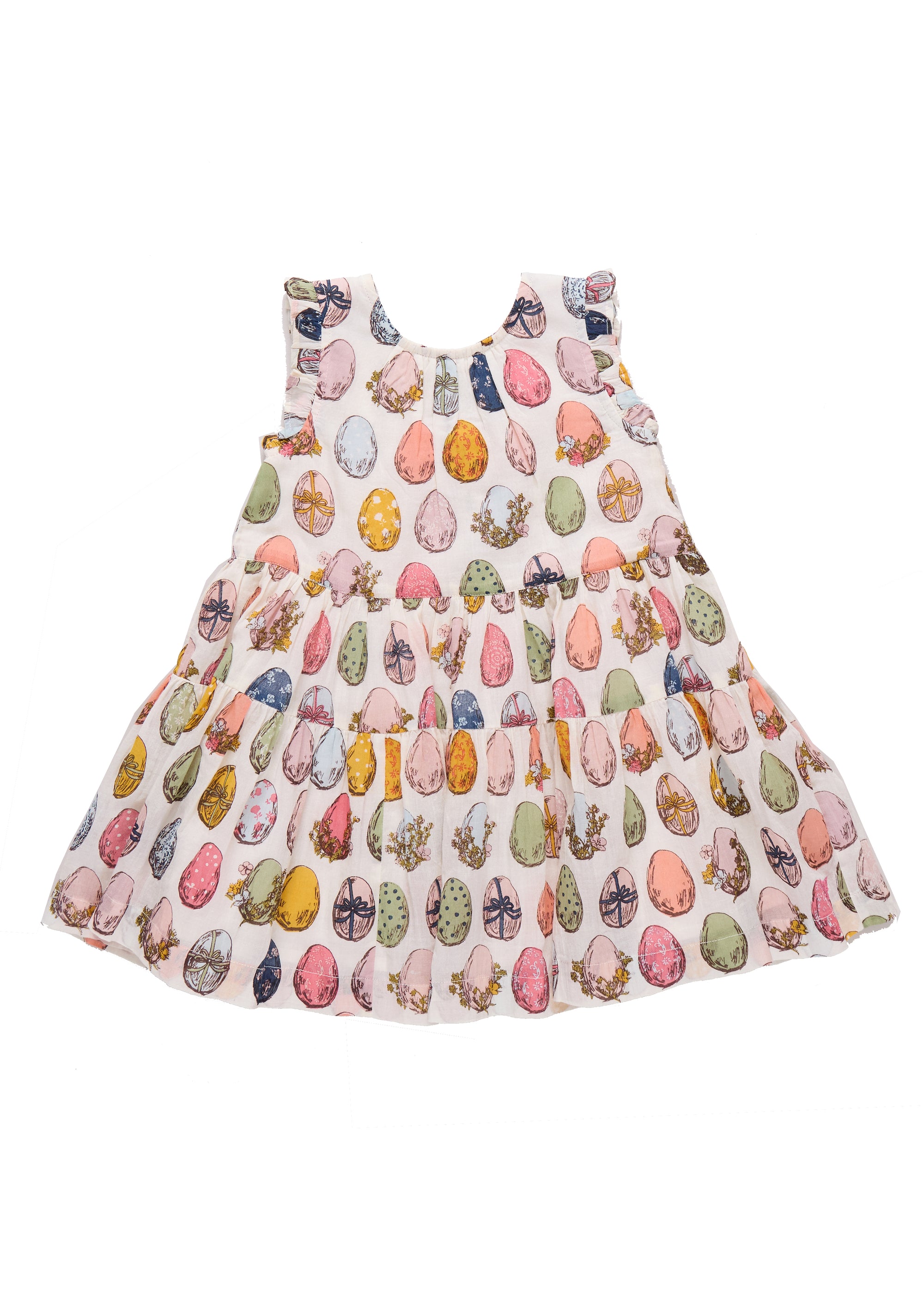 Children's dress with colorful animal print on a white background
