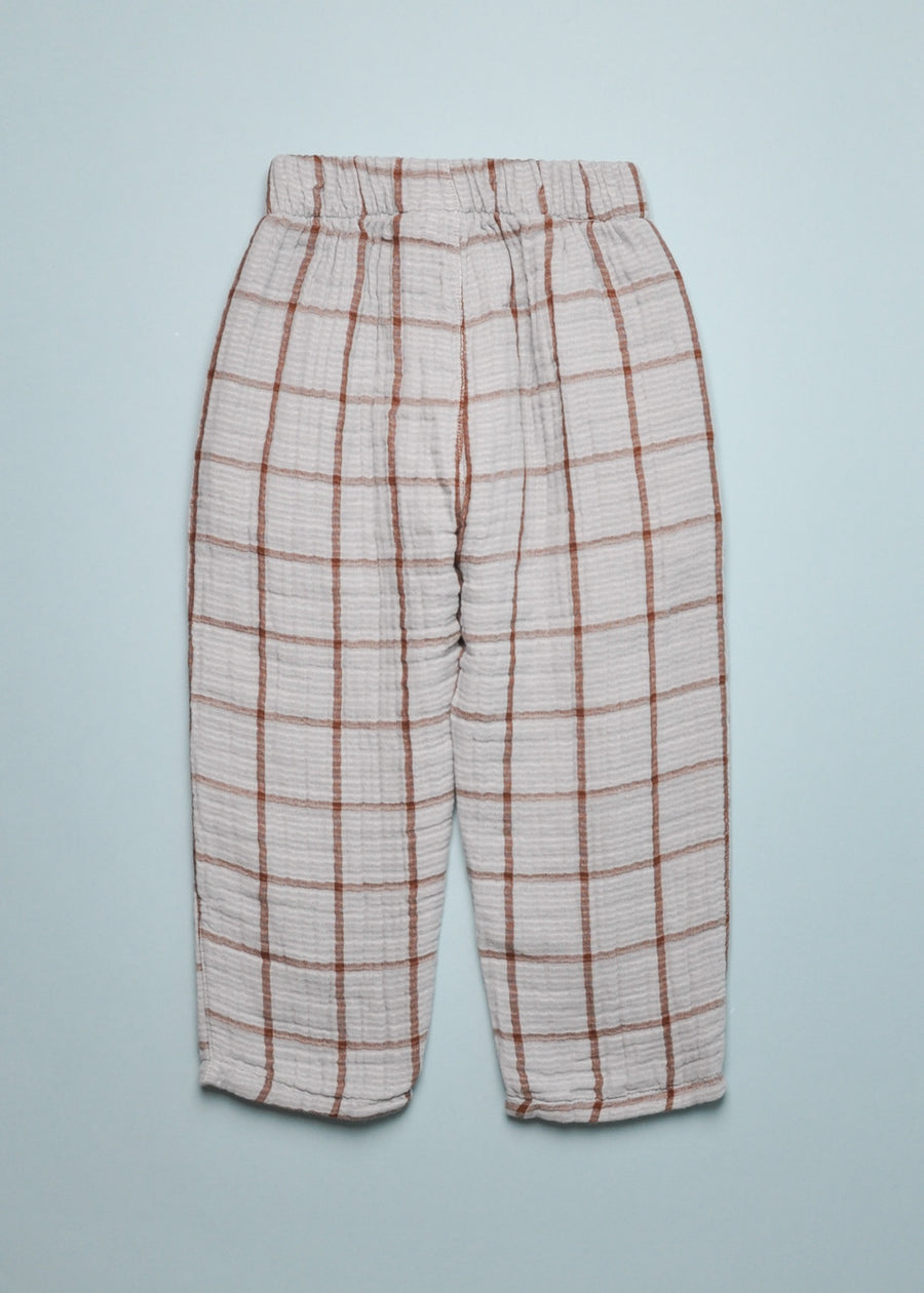 CHECK GAUZE TROUSERS