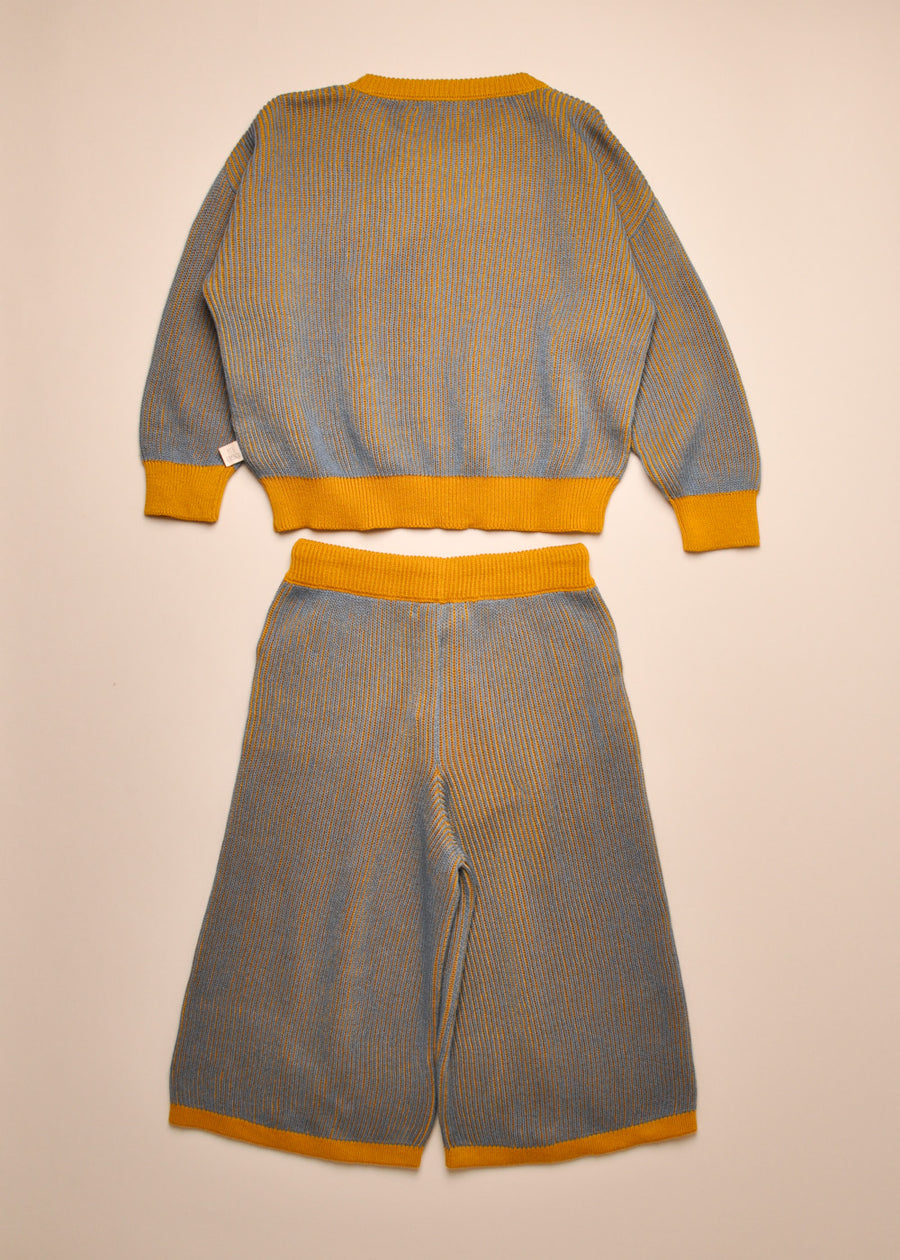 TWO TONE RIB KNIT SET - MUSTARD