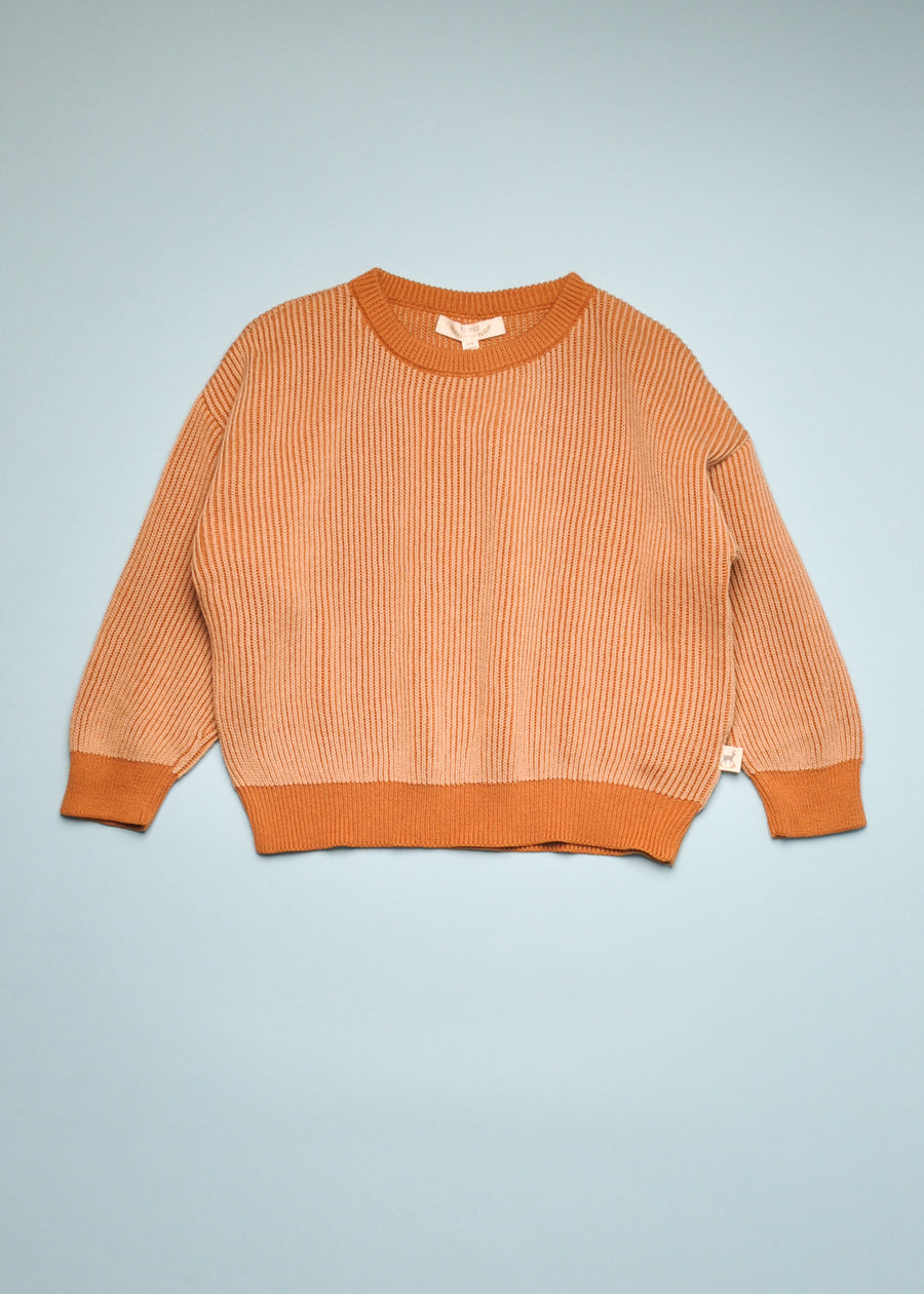TWO TONE RIB KNIT SET - RUST