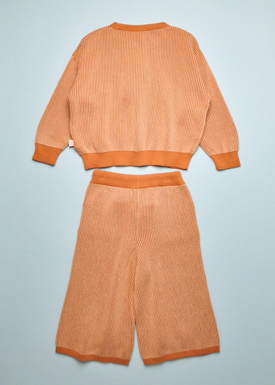 TWO TONE RIB KNIT SET - RUST