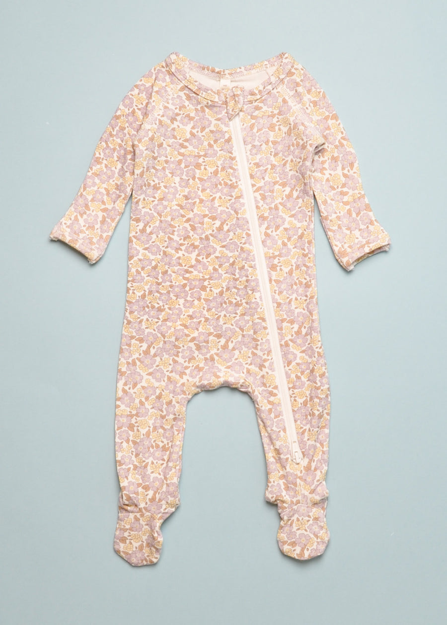 BAMBOO FLORAL ZIP FOOTIE