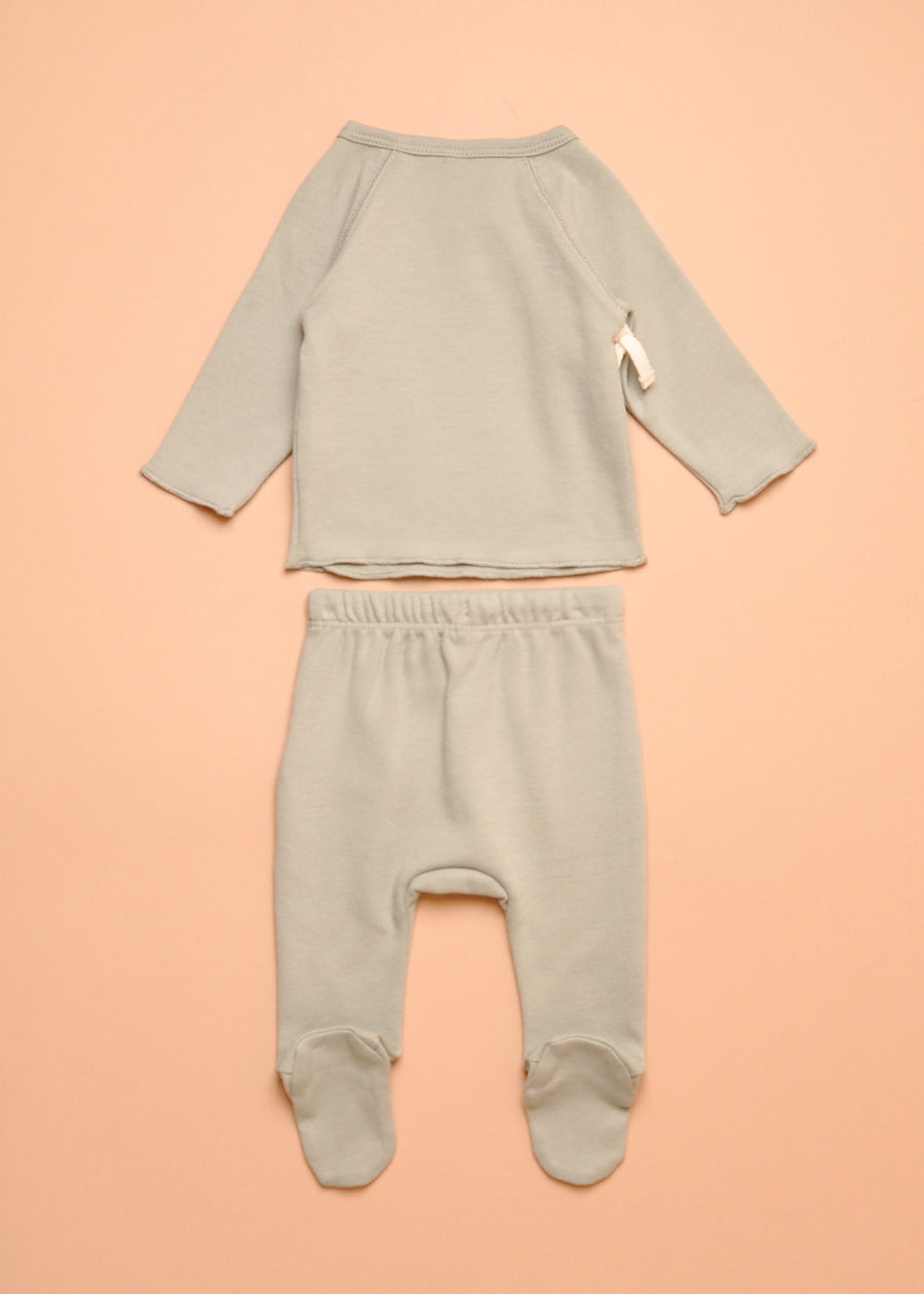WRAP TOP + FOOTED PANT SET - SAGE