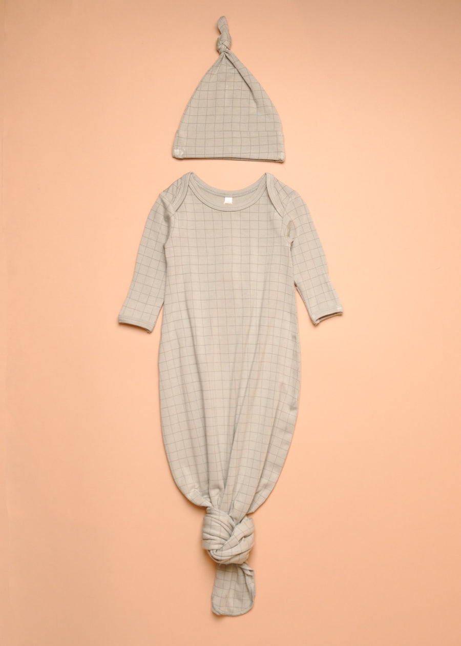 KNOTTED GRID GOWN + HAT SET