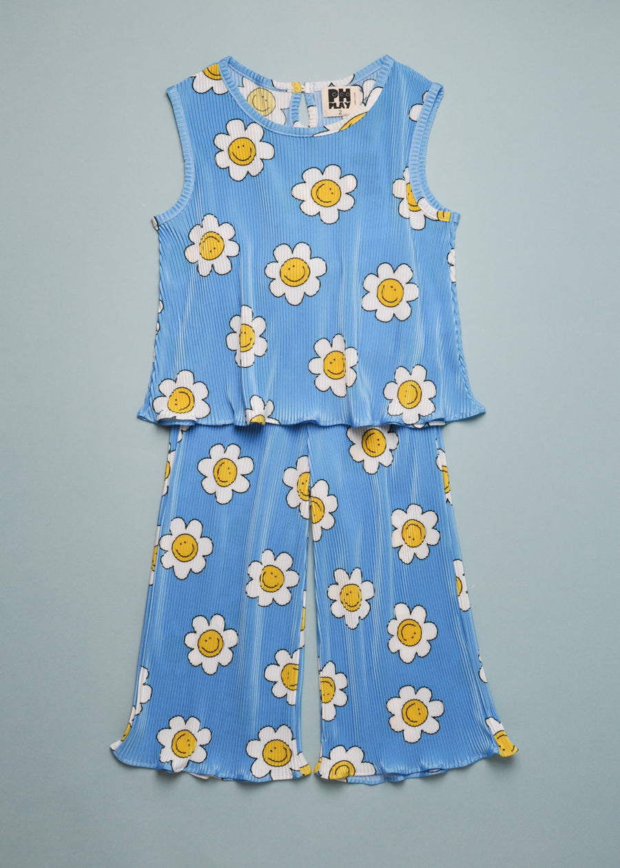 BLUE SMILE PLEATED SET