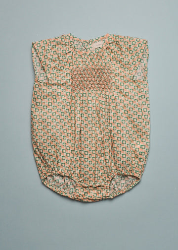 BLOCK SMOCKING ROMPER