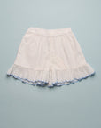 STRIPE RUFFLE TRIM SHORTS