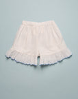 STRIPE RUFFLE TRIM SHORTS