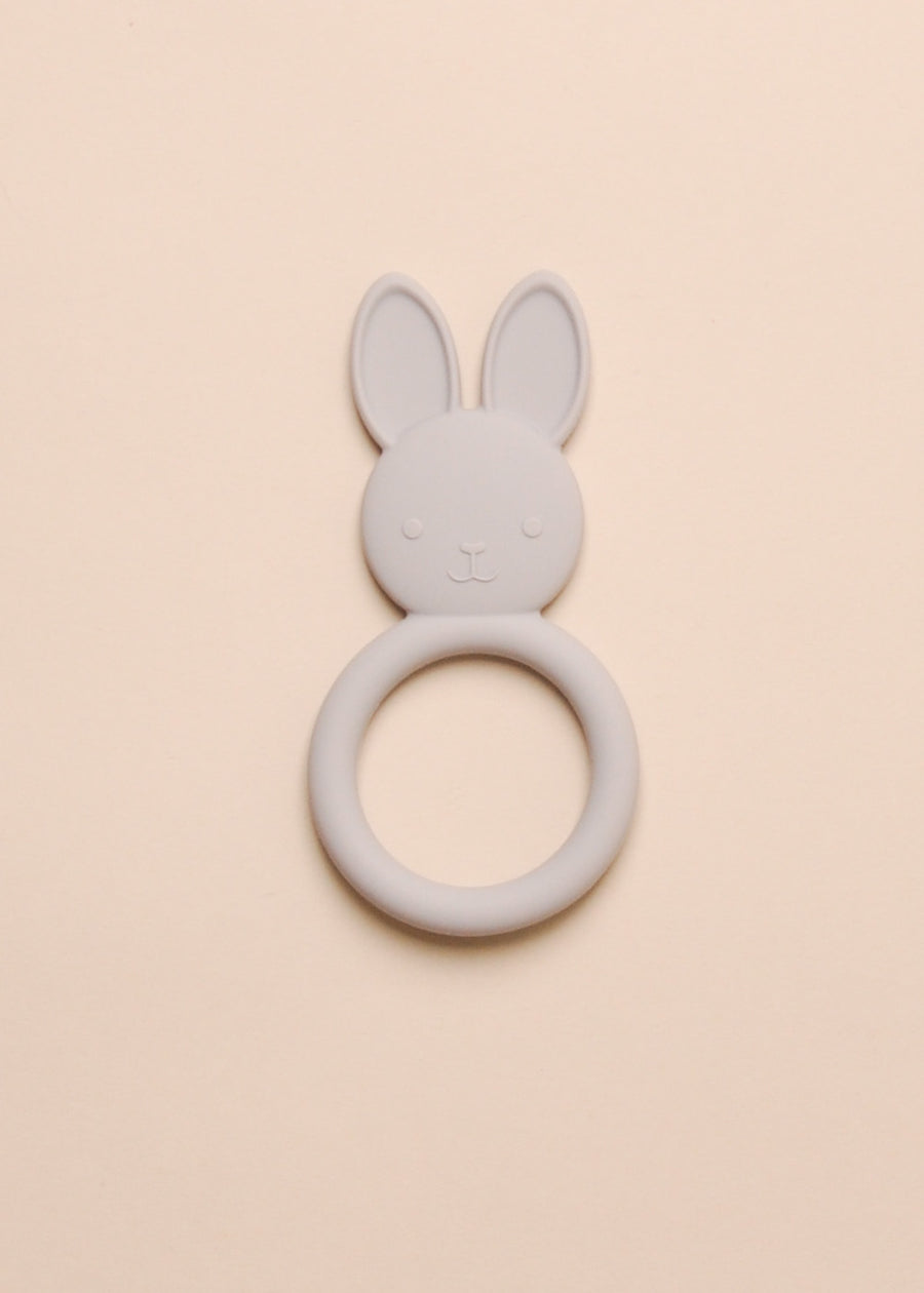 SILICONE BUNNY TEETHING RING - LIGHT GRAY