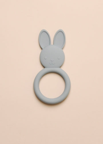 SILICONE BUNNY TEETHING RING - SLATE