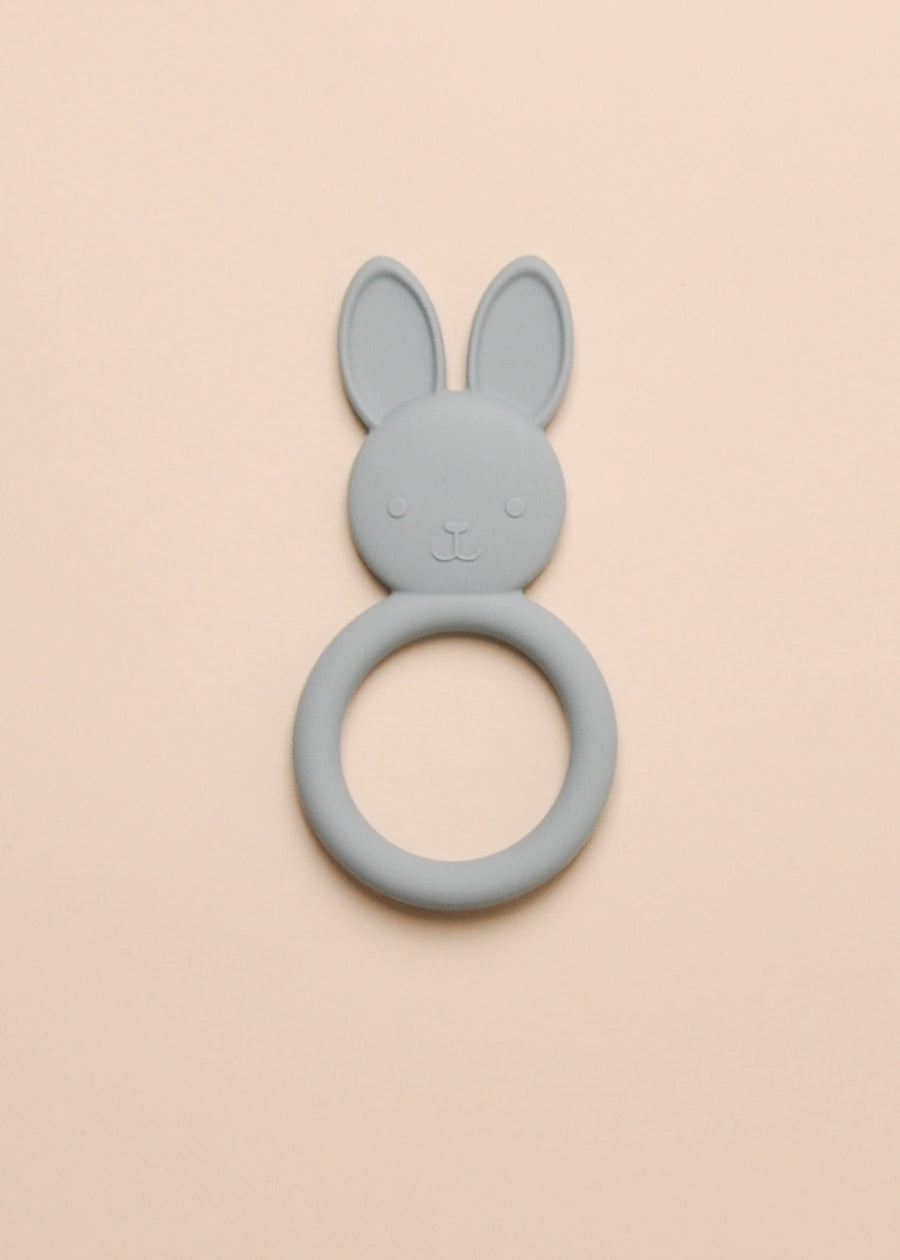 SILICONE BUNNY TEETHING RING - SLATE