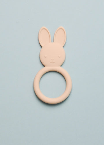 SILICONE BUNNY TEETHING RING - NAVAJO BEIGE