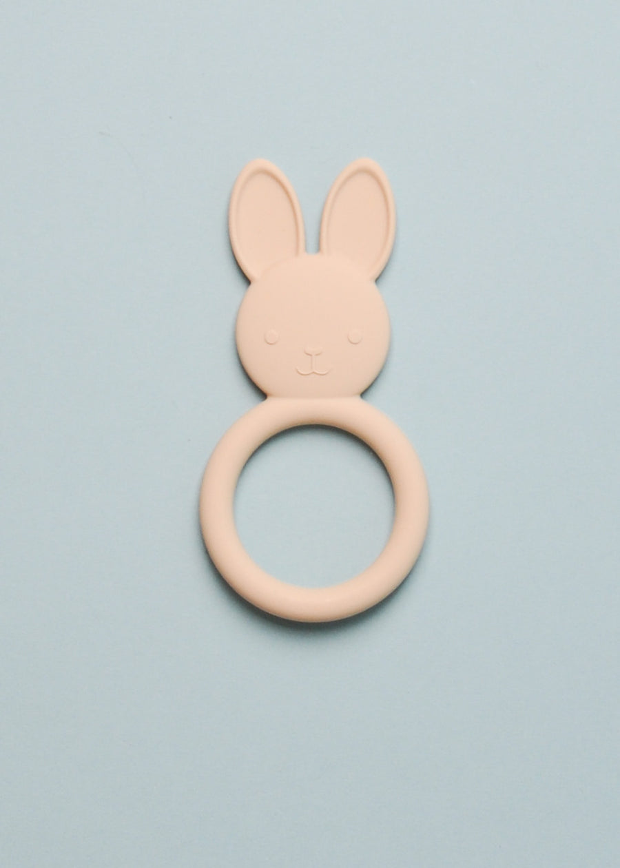 SILICONE BUNNY TEETHING RING - NAVAJO BEIGE