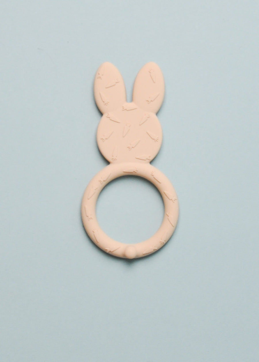 SILICONE BUNNY TEETHING RING - NAVAJO BEIGE