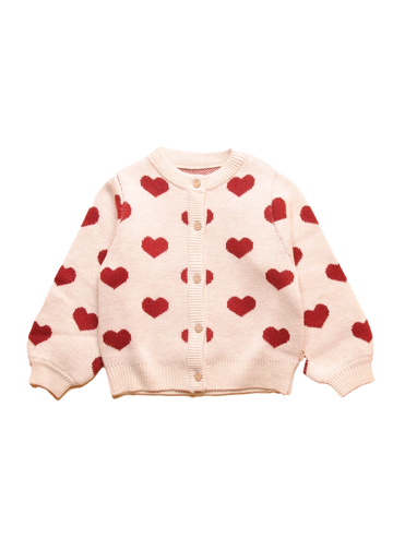 HEARTS JACQUARD CARDIGAN