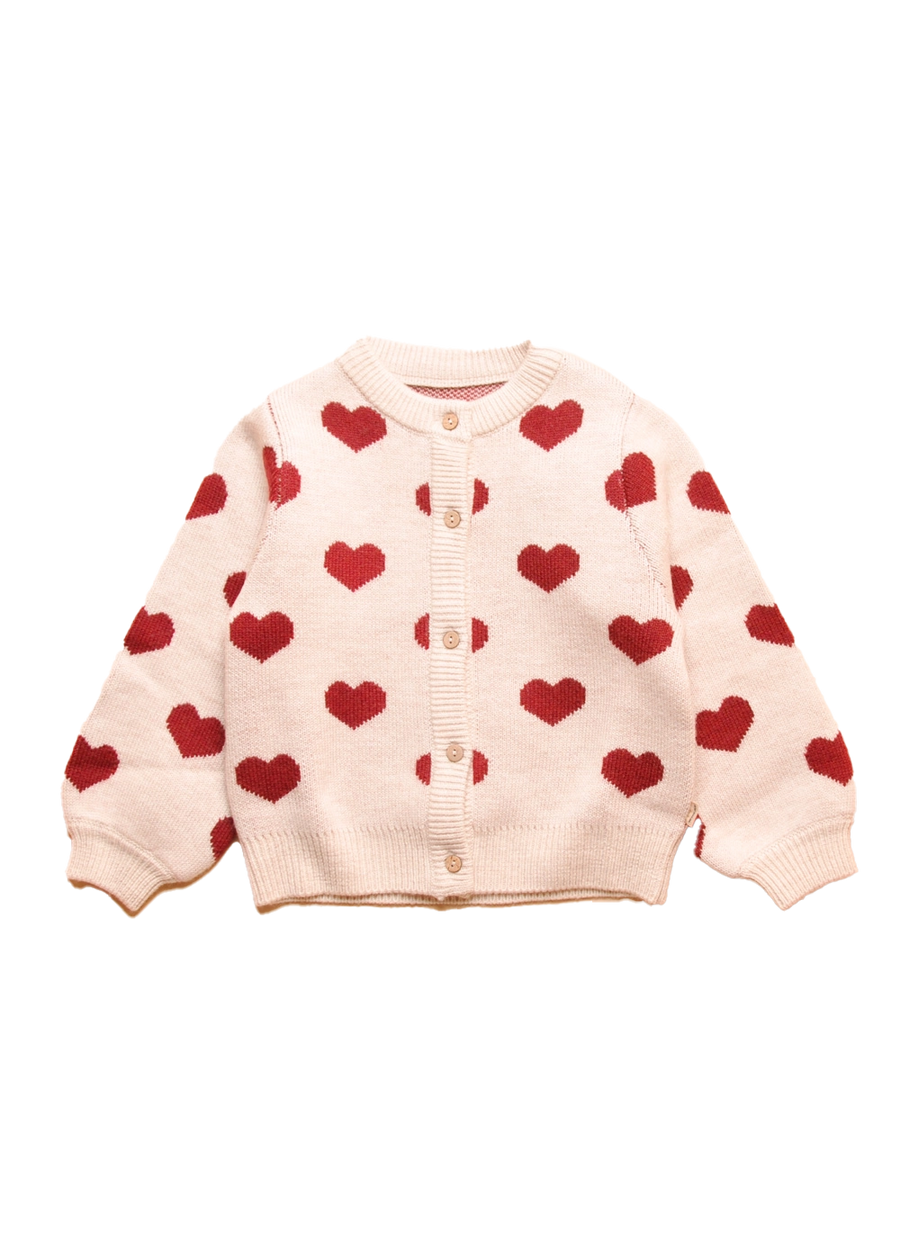 HEARTS JACQUARD CARDIGAN