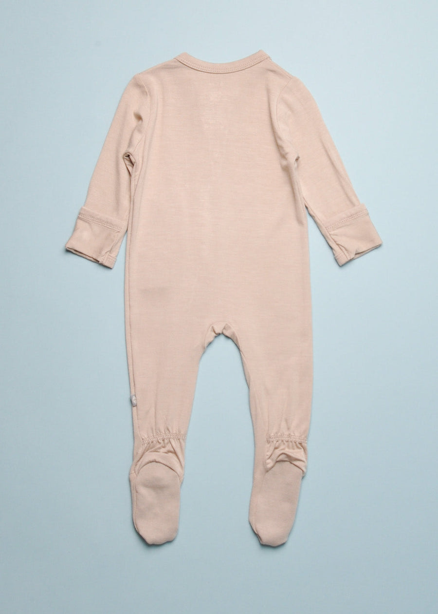 BAMBOO ZIP FOOTIE - KHAKI