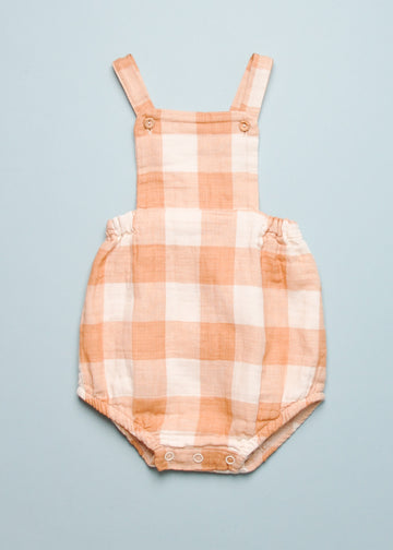 GINGHAM OVERALL ROMPER