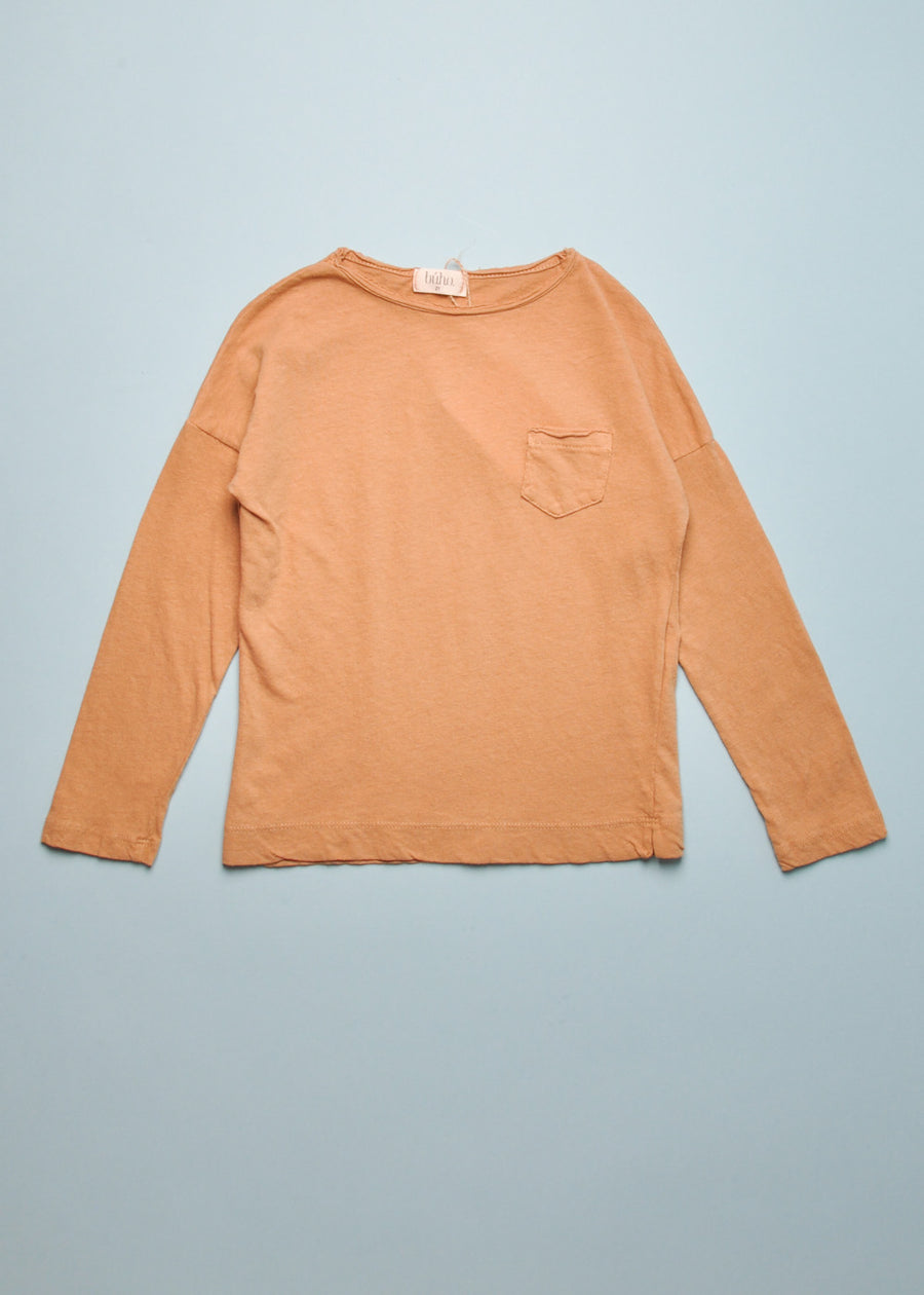 LINEN BLEND TEE - CARAMEL