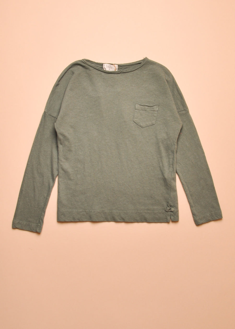LINEN BLEND TEE - KHAKI