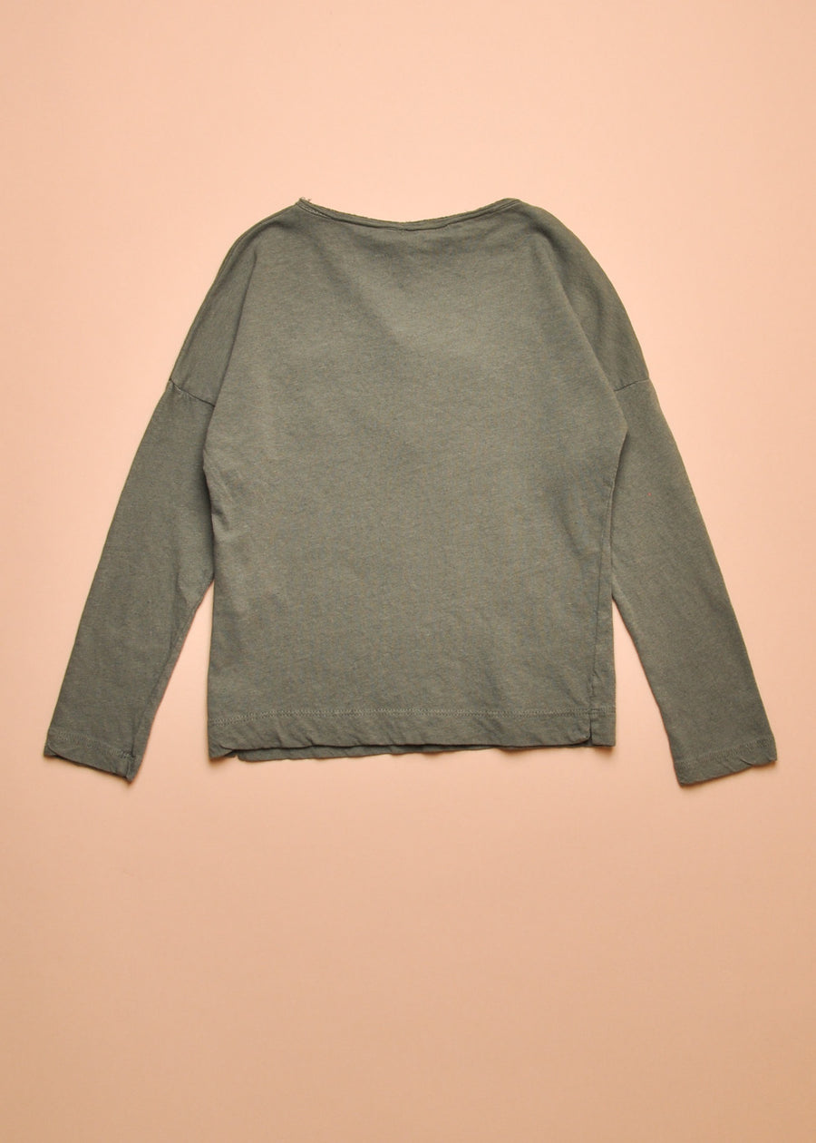 LINEN BLEND TEE - KHAKI