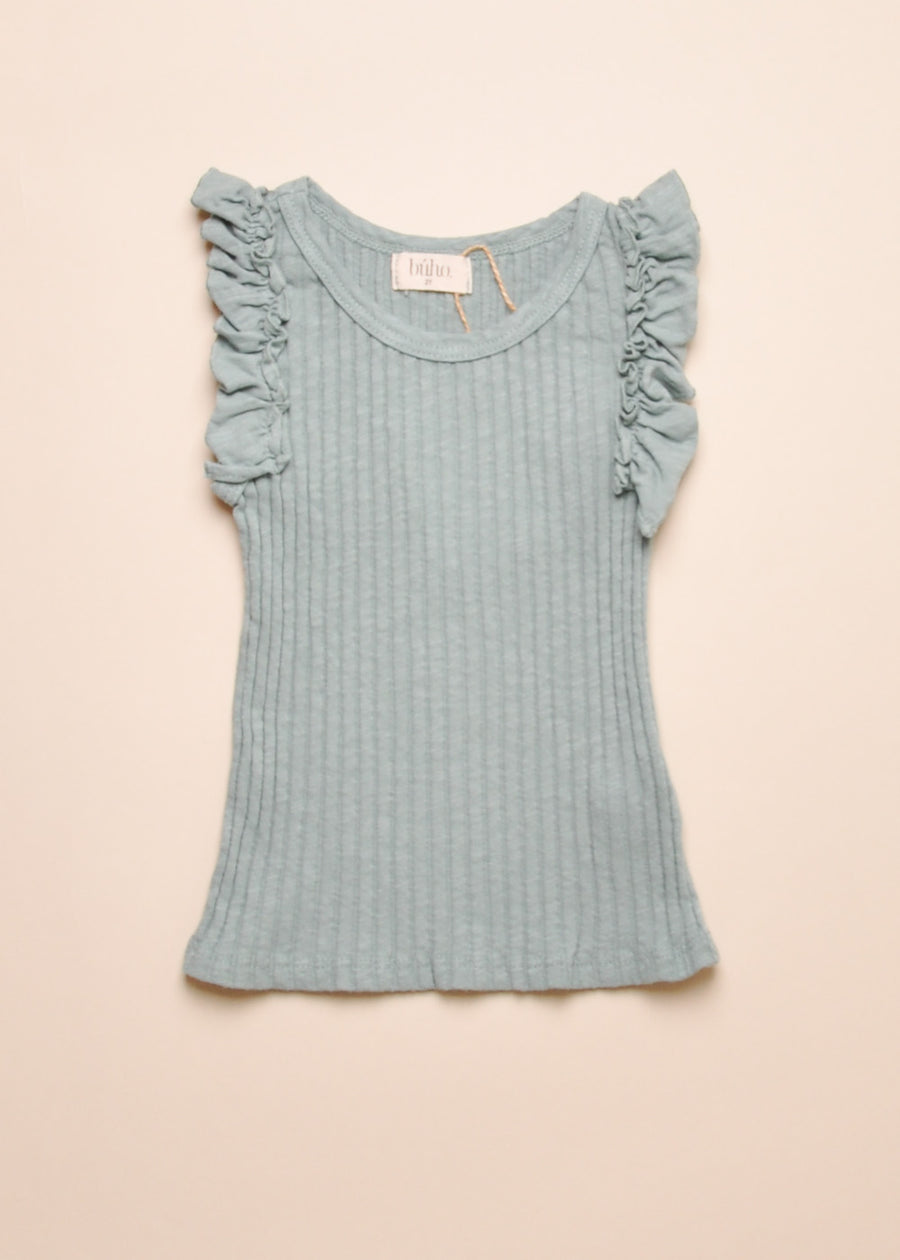 RIB RUFFLE TANK - SEA PINE