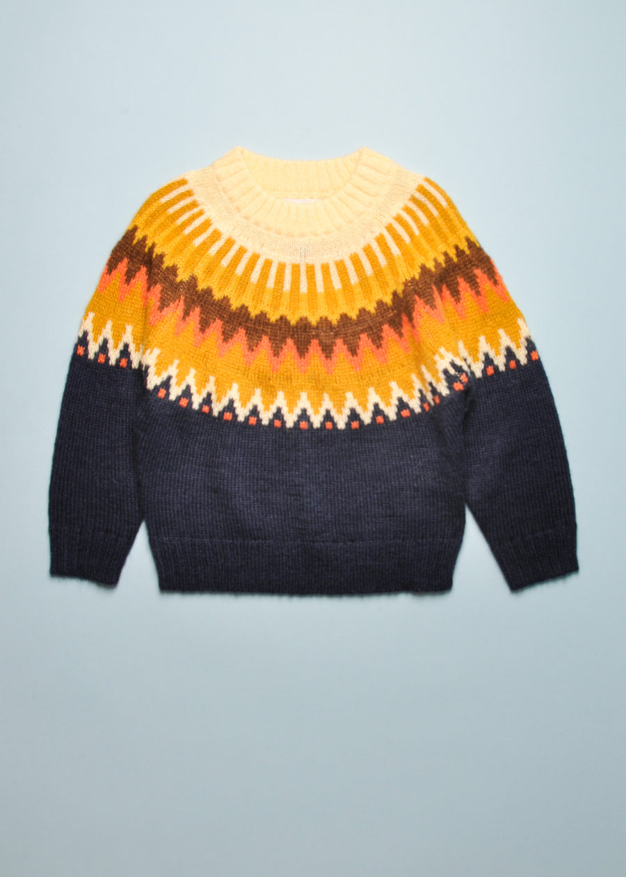 BAE WOOLEN SWEATER - NAVY/MUSTARD