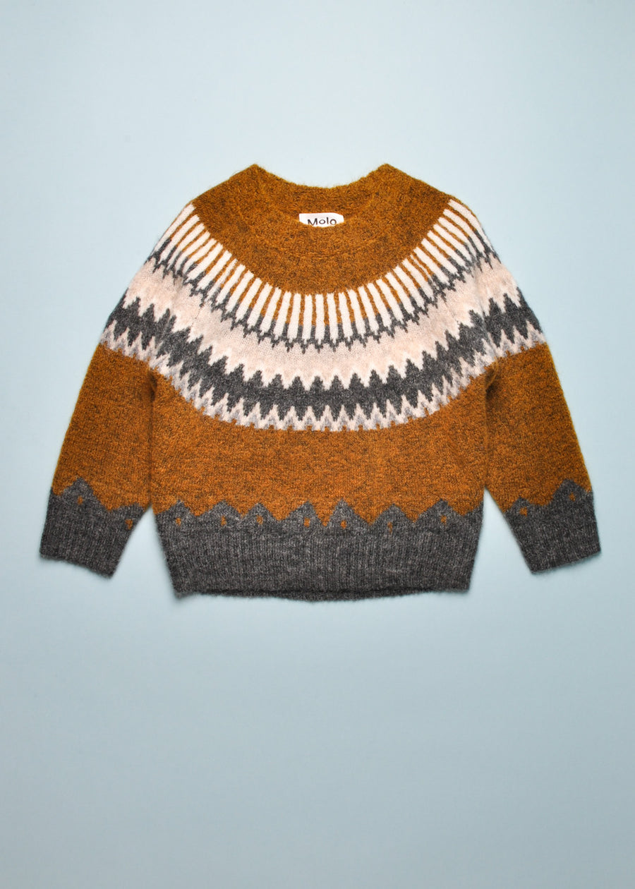 BAE WOOLEN SWEATER - BROWN/GREY