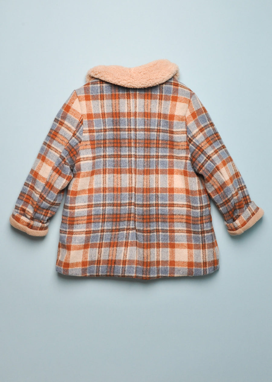 SHERPA COLLAR PLAID COAT