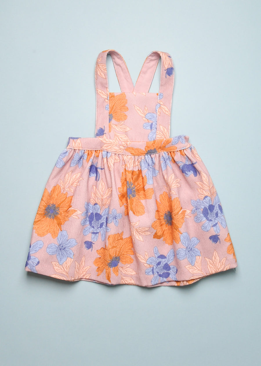 FLORAL PINAFORE/SKIRT AND TOP SET