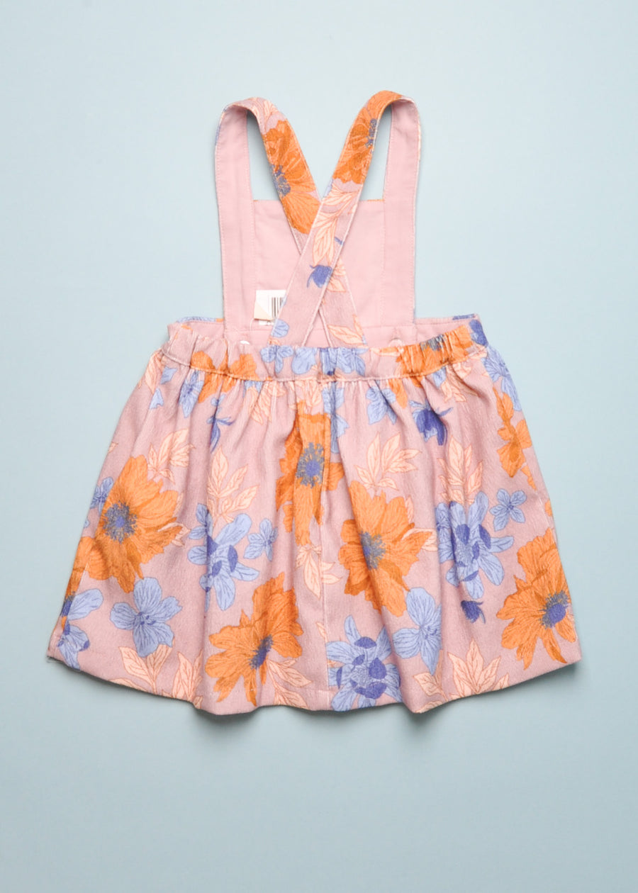 FLORAL PINAFORE/SKIRT AND TOP SET