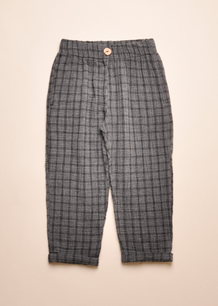 CHECKED GAUZE TROUSERS