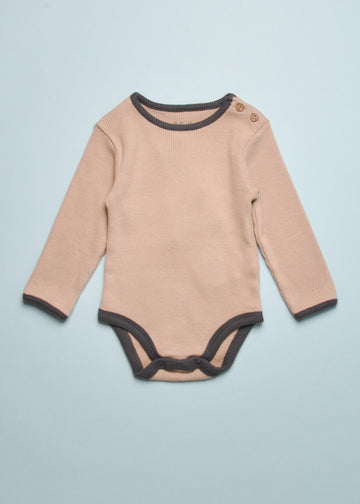 RIB CONTRAST ONESIE - TAUPE