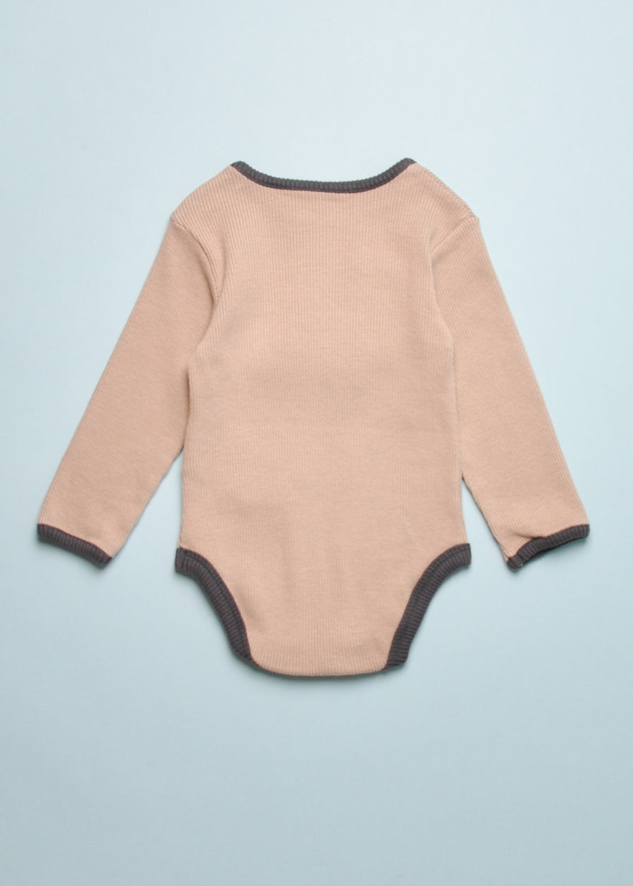 RIB CONTRAST ONESIE - TAUPE