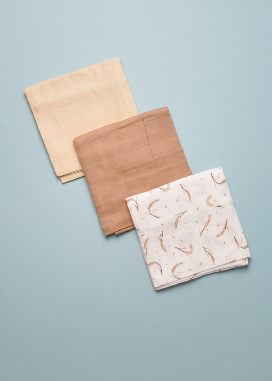 MUSLIN CLOTH - 3 PACK - WHEAT