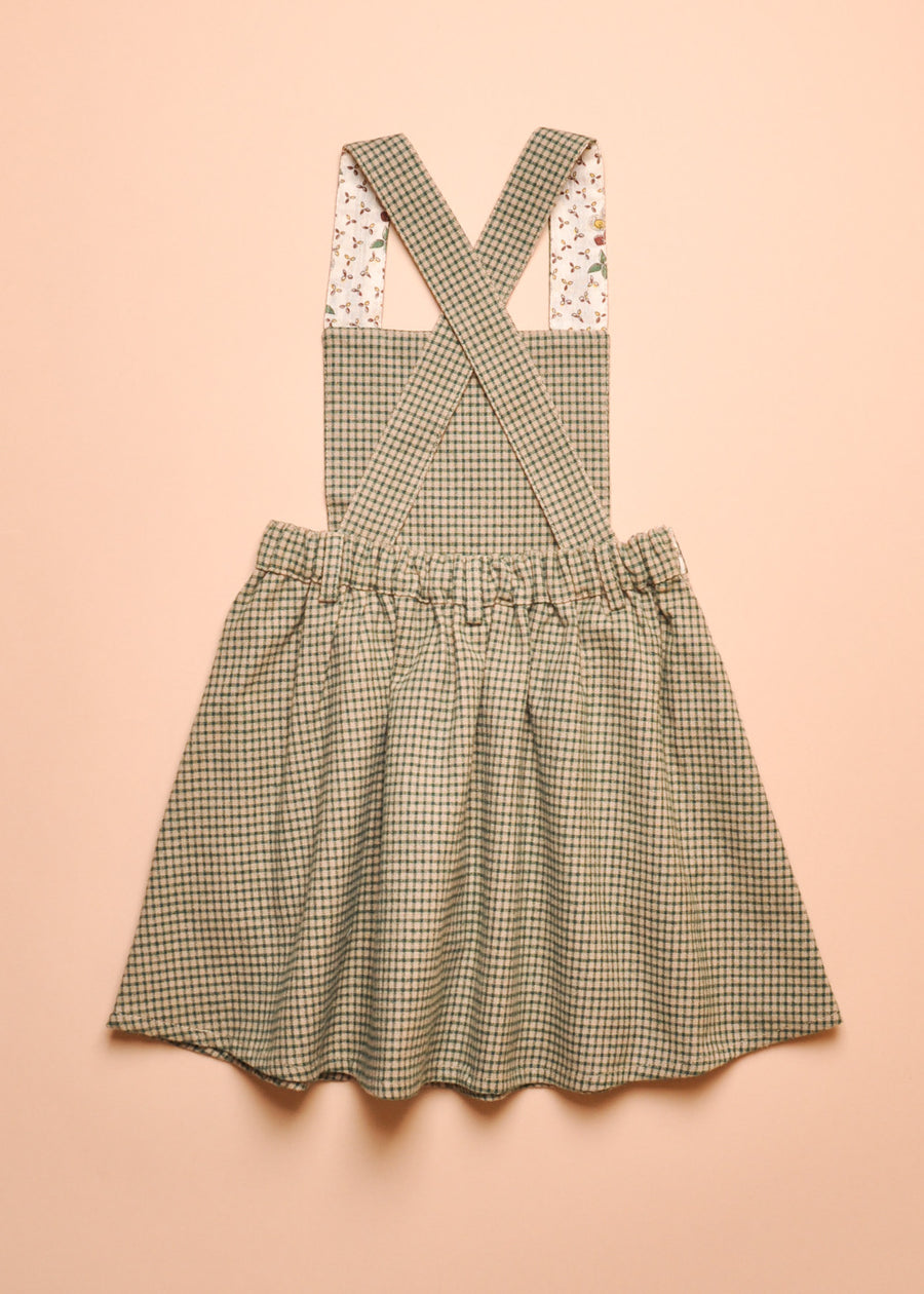 GINGHAM PINAFORE DRESS - GREEN